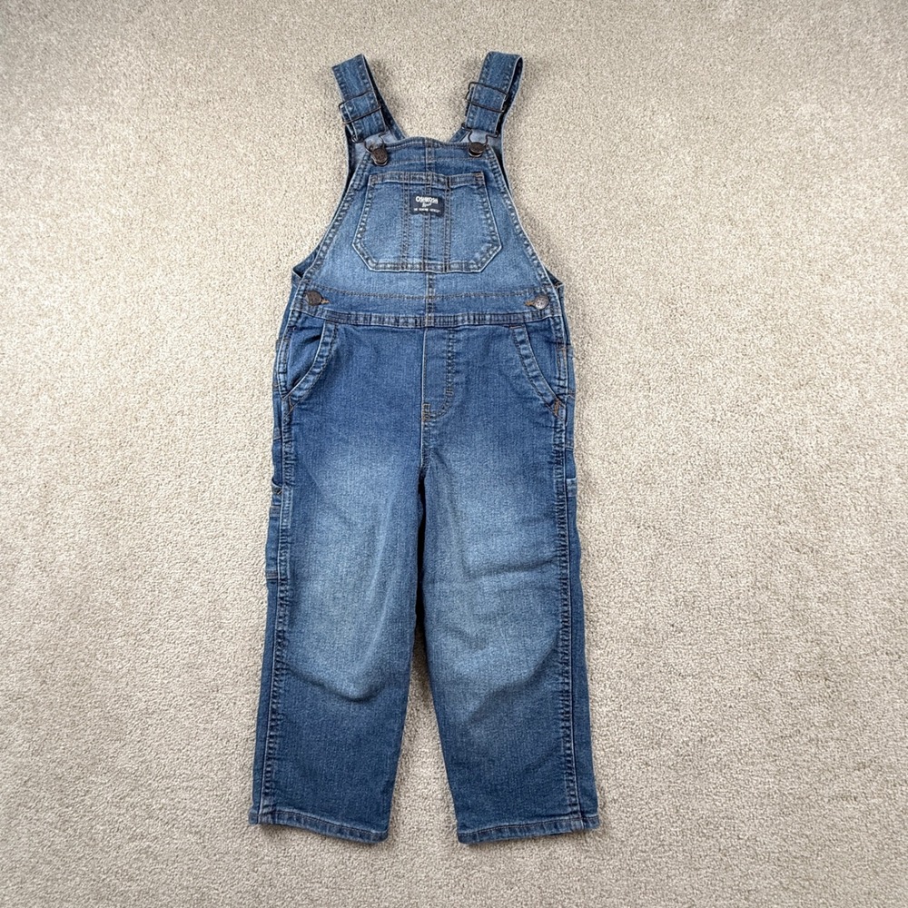 OshKosh Denim Overalls Kids 4T Blue Carpenter Bib Pocket Stretch